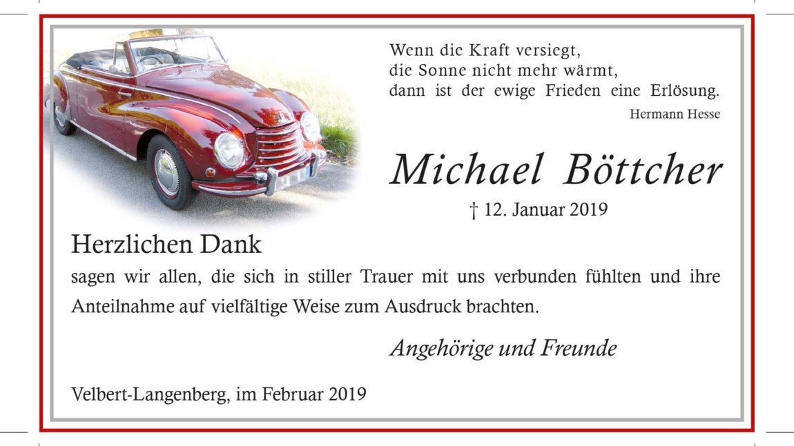 Michael Böttcher -Danksagung-