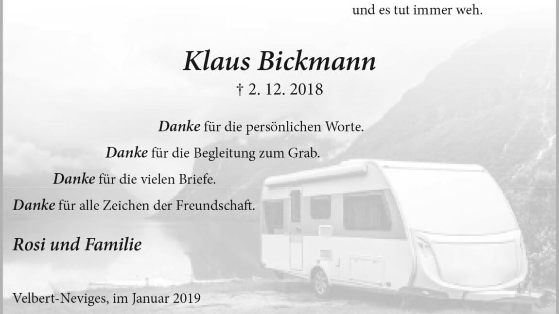 Klaus Bickmann † 2. 12. 2019