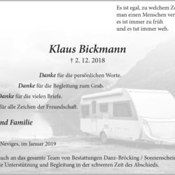 Klaus Bickmann † 2. 12. 2019