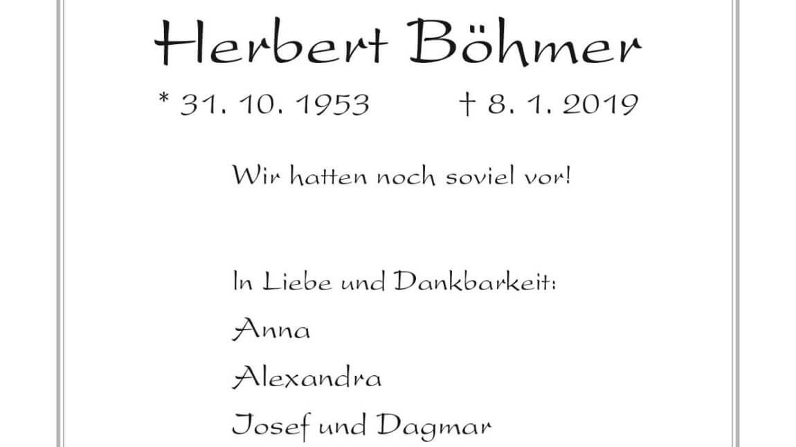 Herbert Böhmer † 8. 1. 2019