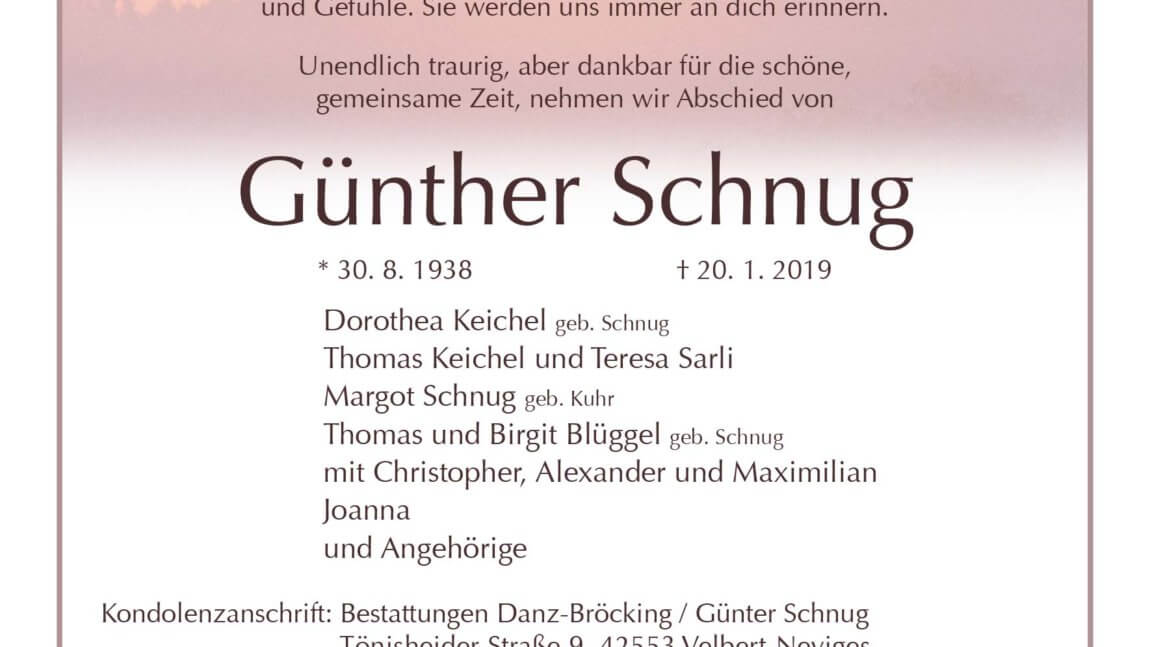 Günther Schnug † 20. 1. 2019