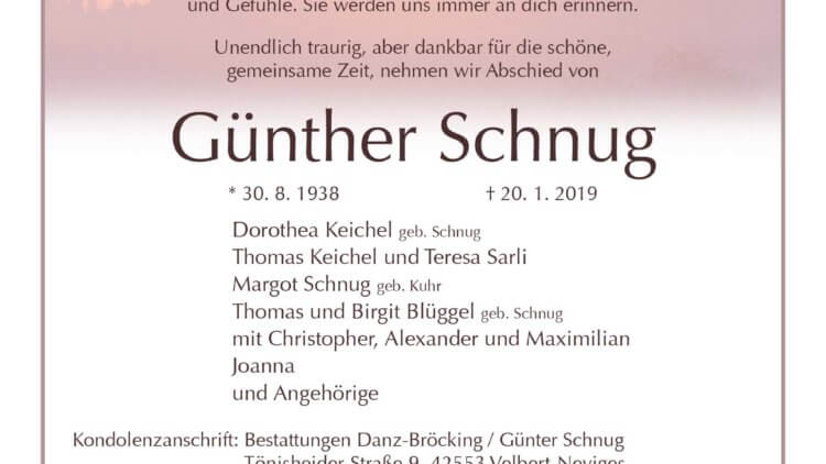Günther Schnug † 20. 1. 2019
