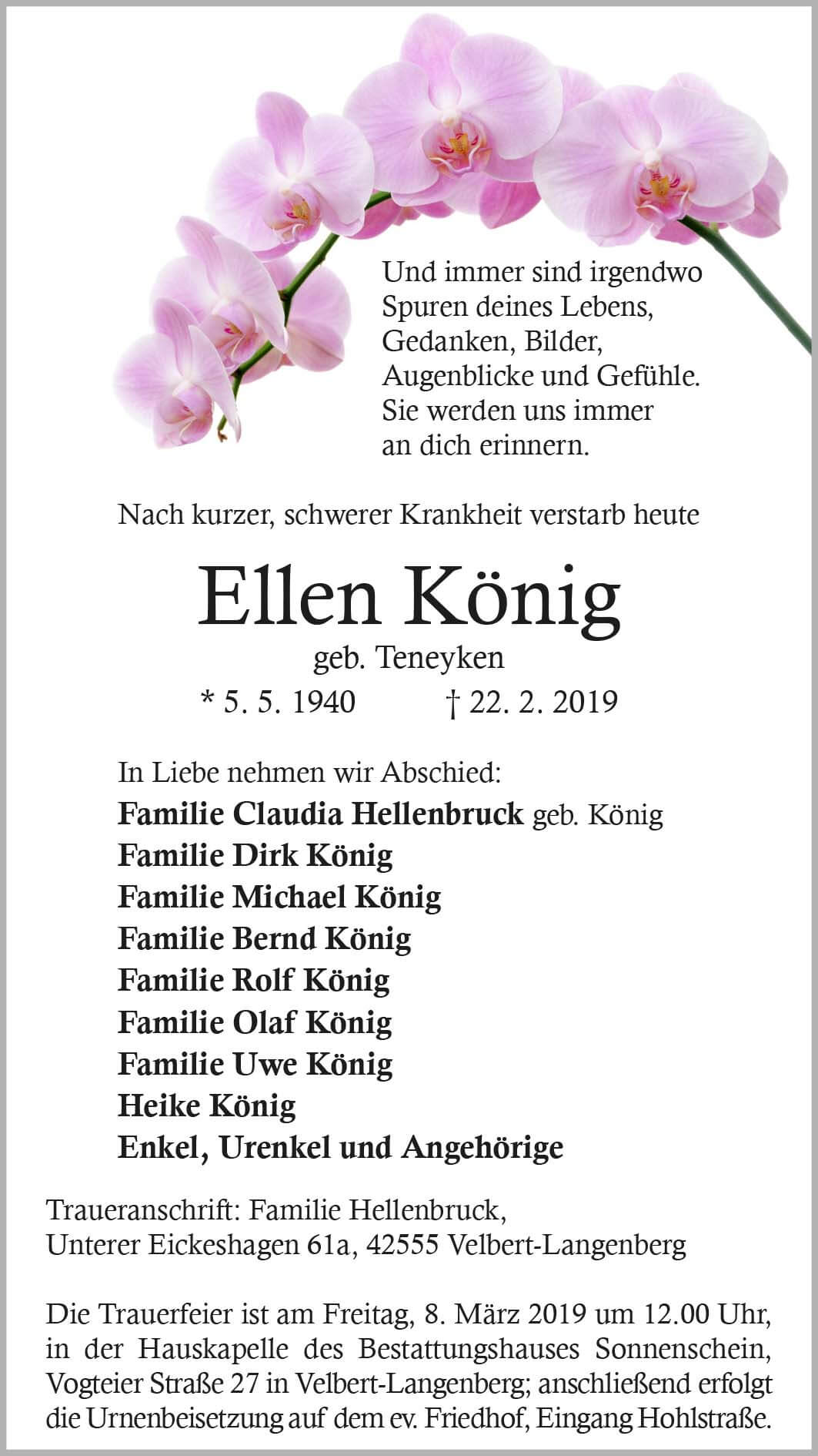 Ellen König † 22. 2. 2019