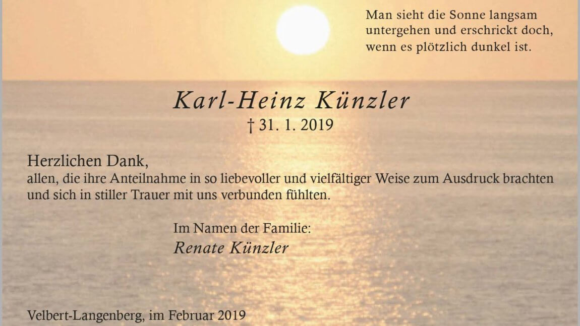 Karl-Heinz Künzler -Danksagung-