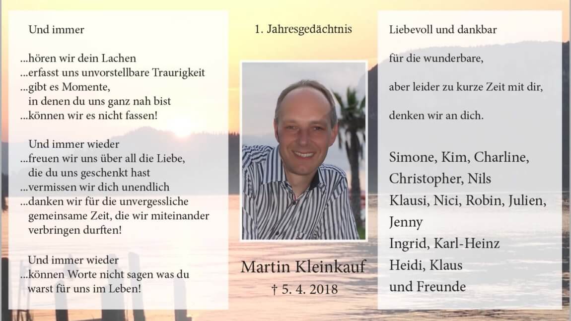 Martin Kleinkauf -1. Jahresgedächtnis-