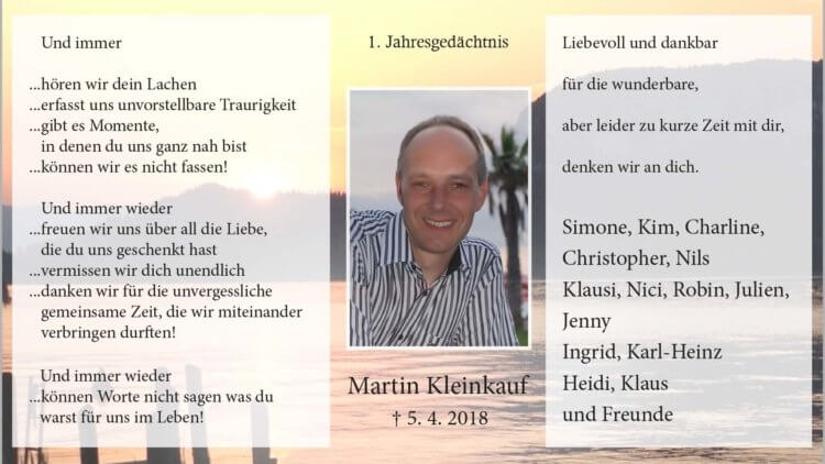 Martin Kleinkauf -1. Jahresgedächtnis-