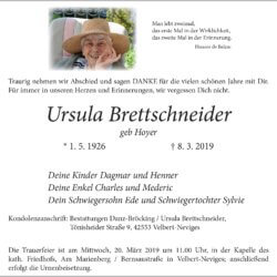 Ursula Brettschneider † 8. 3. 2019