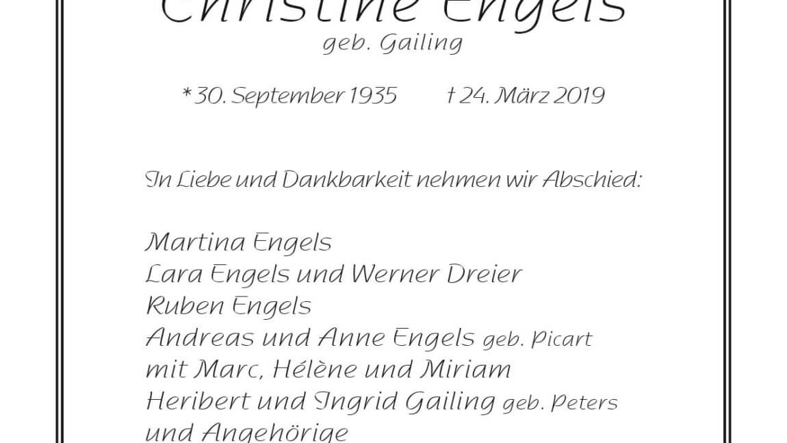 Christine Engels † 24. 3. 2019