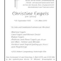 Christine Engels † 24. 3. 2019