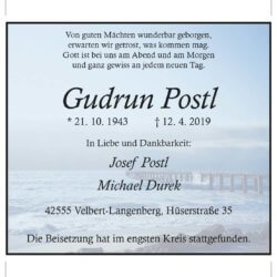 Gudrun Postl † 12. 4. 2019