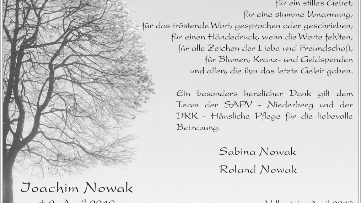 Joachim Nowak -Danksagung-
