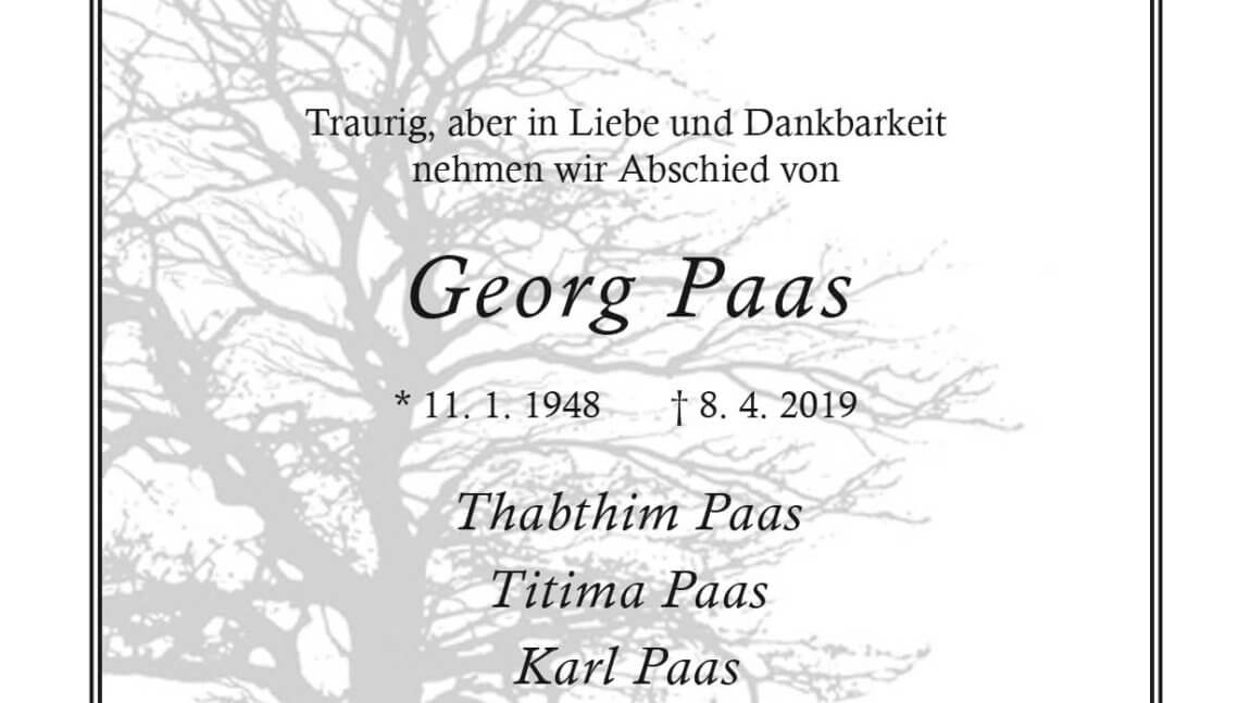 Georg Paas † 8. 4. 2019