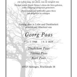 Georg Paas † 8. 4. 2019