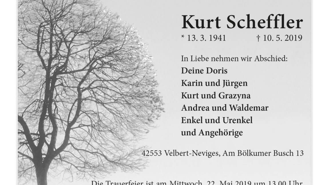Kurt Scheffler † 10. 5. 2019