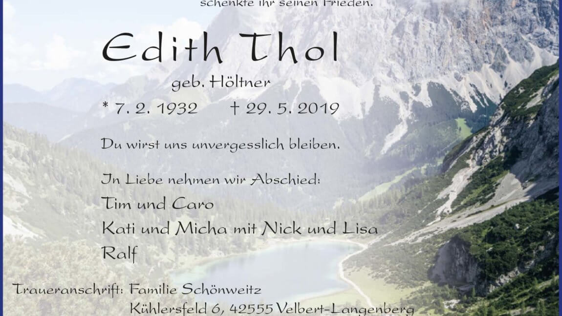 Edith Thol † 29. 5. 2019