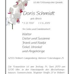 Doris Schmidt † 7. 6. 2019