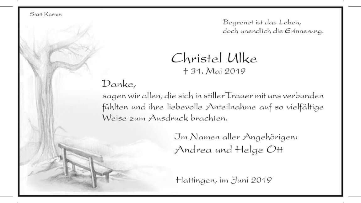 Christel Ulke -Danksagung-