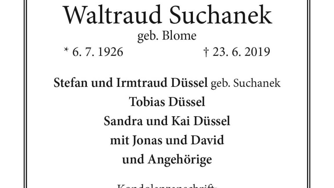 Waltraud Suchanek † 23. 6. 2019