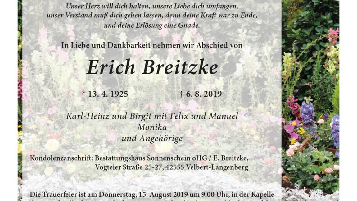 Erich Breitzke † 6. 8. 2019