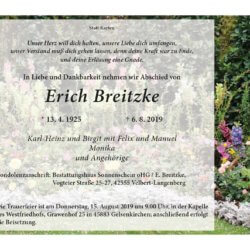 Erich Breitzke † 6. 8. 2019