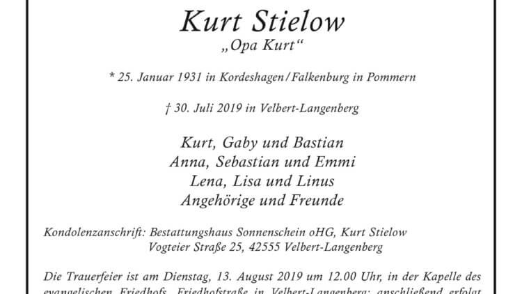 Kurt Stielow † 30. 7. 2019