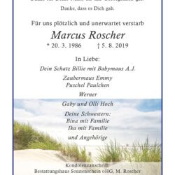 Marcus Roscher † 5. 8. 2019