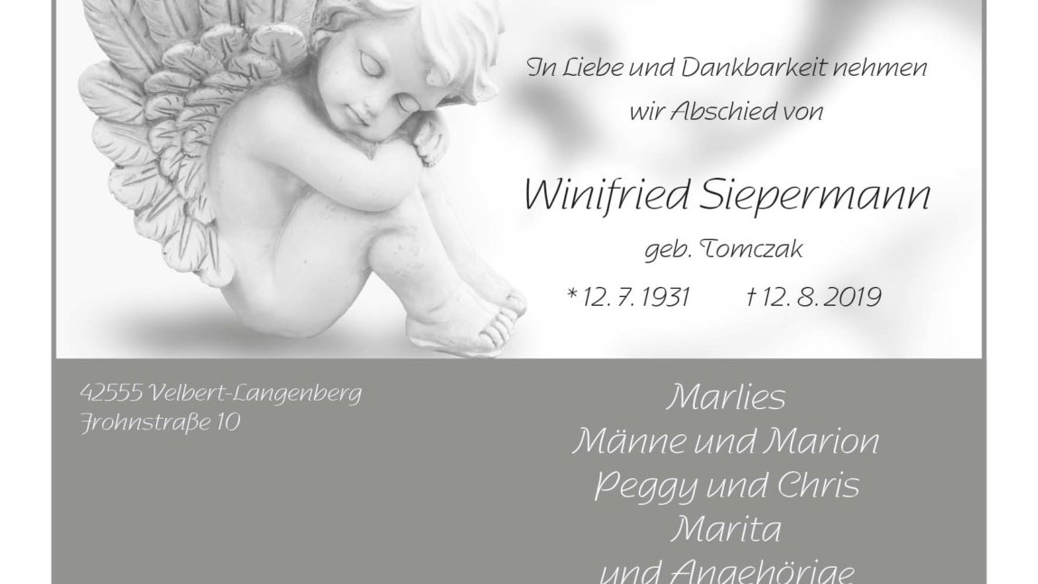 Winifried Siepermann † 12. 8. 2019