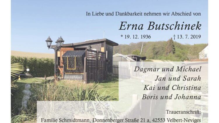 Erna Butschinek † 13. 7. 2019