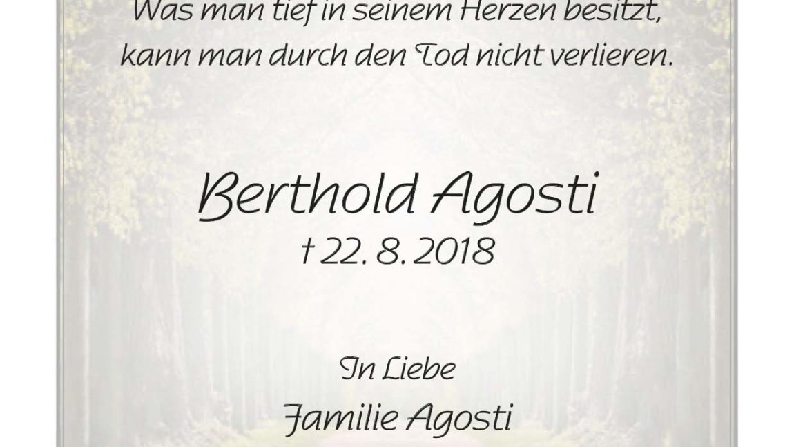 Berthold Agosti -1. Jahrgesgedächtnis-