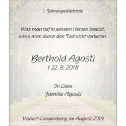 Berthold Agosti -1. Jahrgesgedächtnis-