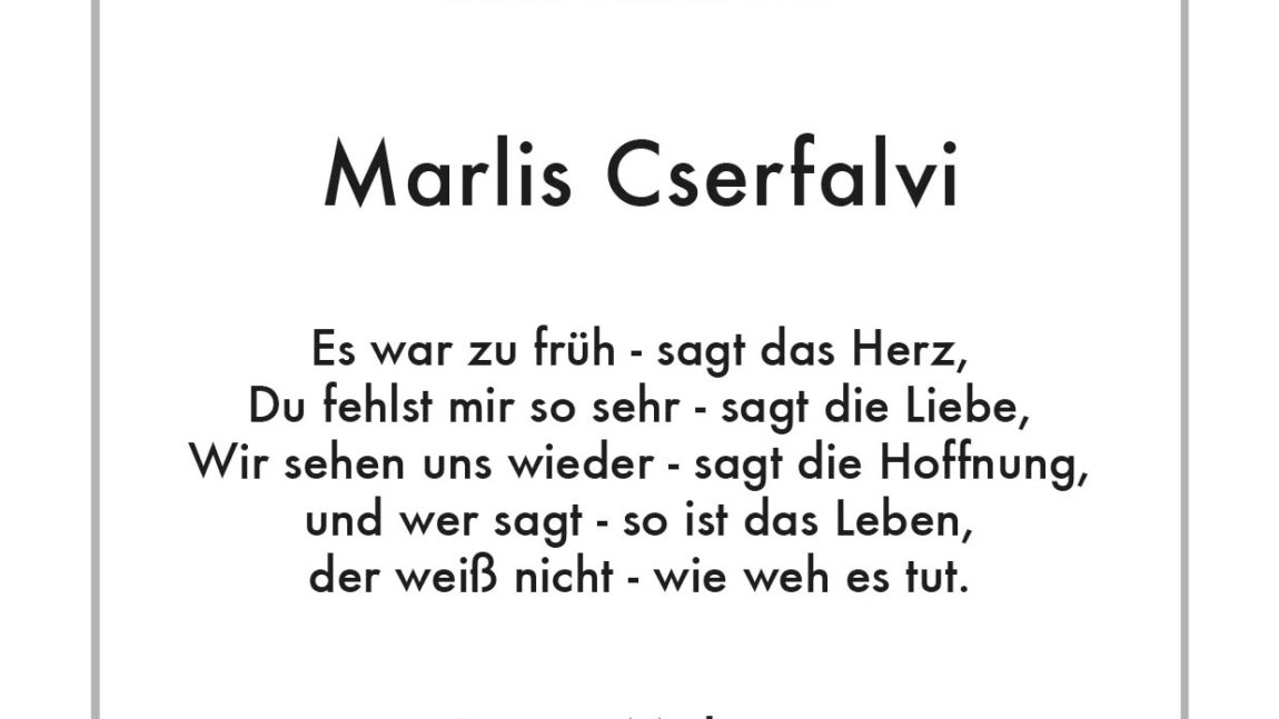 Marlis Cserfalvi -5. Jahresgedächtnis-