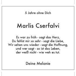 Marlis Cserfalvi -5. Jahresgedächtnis-