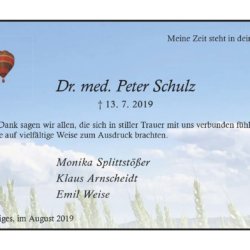 Dr. med. Peter Schulz -Danksagung-
