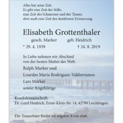 Elisabeth Grottenthaler † 24. 8. 2019