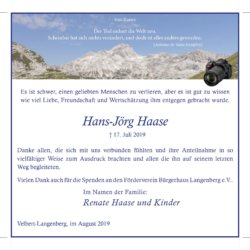 Hans-Jörg Haase -Danksagung-