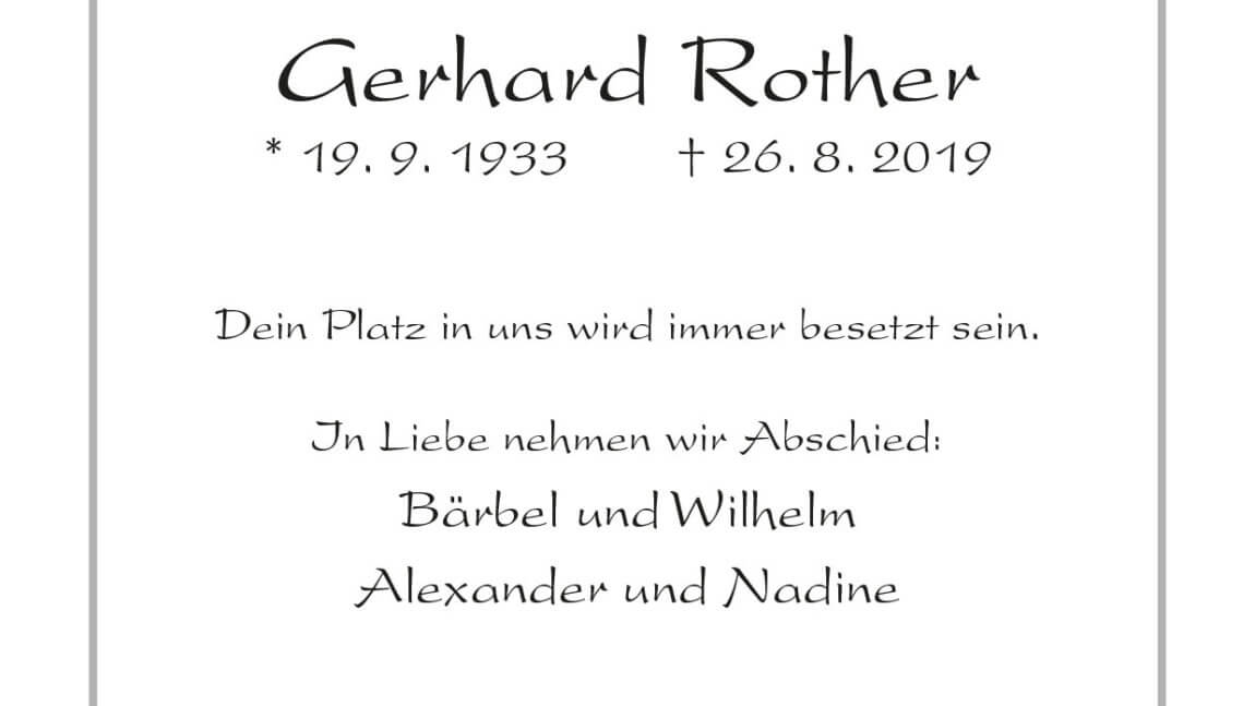 Gerhard Rother † 26. 8. 2019