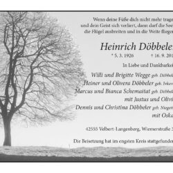 Heinrich Döbbeler † 16. 9. 2019