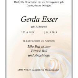 Gerda Esser † 16. 9. 2019