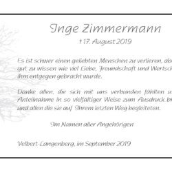 Inge Zimmermann -Danksagung-