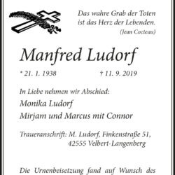 Manfred Ludorf † 11. 9. 2019