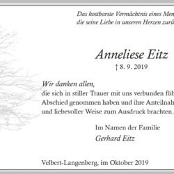 Anneliese Eitz -Danksagung-