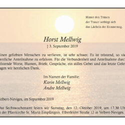 Horst Mellwig -Danksagung-