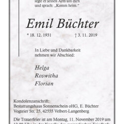 Emil Büchter † 3. 11. 2019