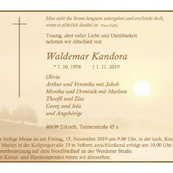 Waldemar Kandora † 1. 11. 2019