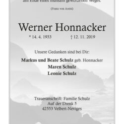 Werner Honnacker † 12. 11. 2019