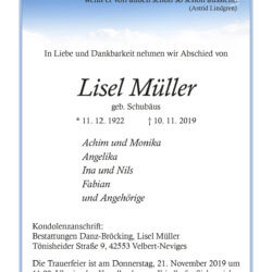 Lisel Müller † 10. 11. 2019