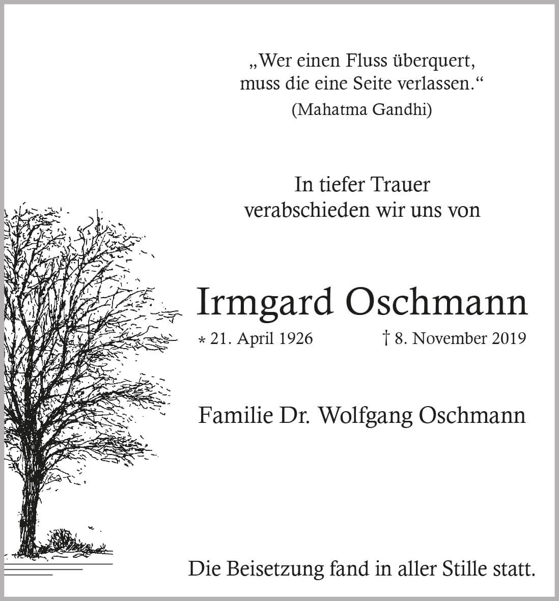 Irmgard Oschmann † 8. 11. 2019