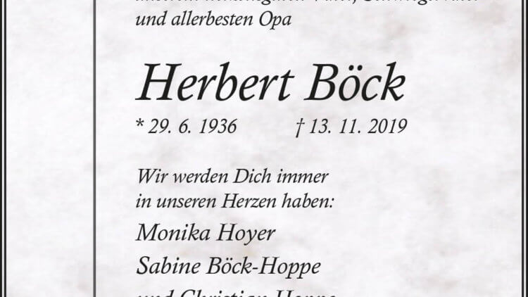 Herbert Böck † 13. 11. 2019