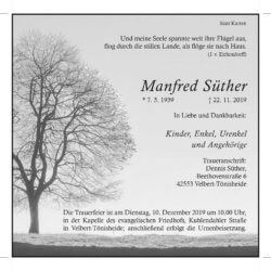 Manfred Süther † 22. 11. 2019