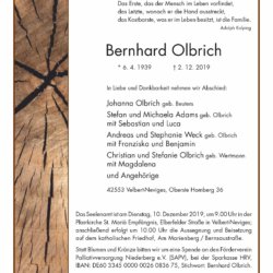 Bernhard Olbrich † 2. 12. 2019